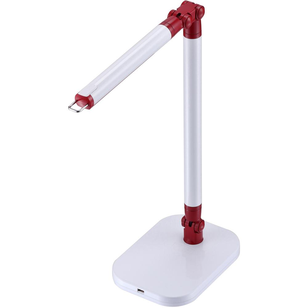 Bostitch Exalt Adjustable LED Desk Lamp - LED Bulb - USB Charging, Durable, Adjustable Arm, Dimmable, Adjustable Brightness, Memory Function, Rotating Head - Desk Mountable - White, Red - for Office,