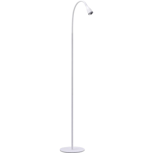 Bostitch LED Gooseneck Floor Lamp - 54" Height - 4.50 W LED Bulb - Gooseneck, Adjustable Brightness, Flicker-free, Glare-free Light, Flexible, Flexible Neck - Floor-mountable - White - for Home, Offic