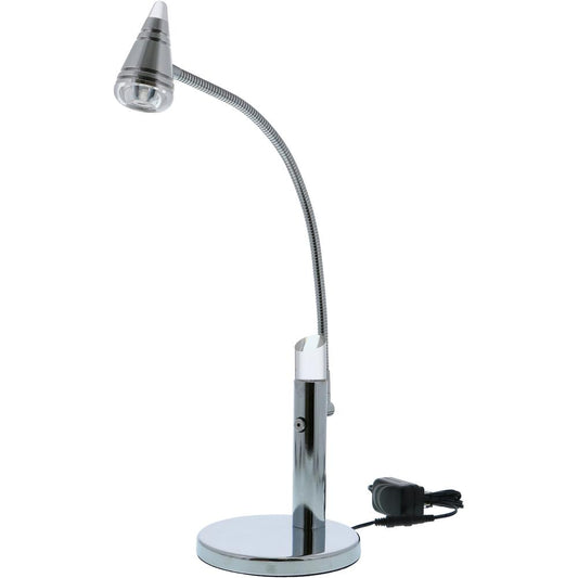 Bostitch Acrylic Gooseneck LED Desk Lamp, Chrome - 3 W LED Bulb - Metal - Gooseneck, Flicker-free, Glare-free Light, Adjustable Head, Flexible, Eco-friendly - 220 lm Lumens - Acrylic - Desk Mountable