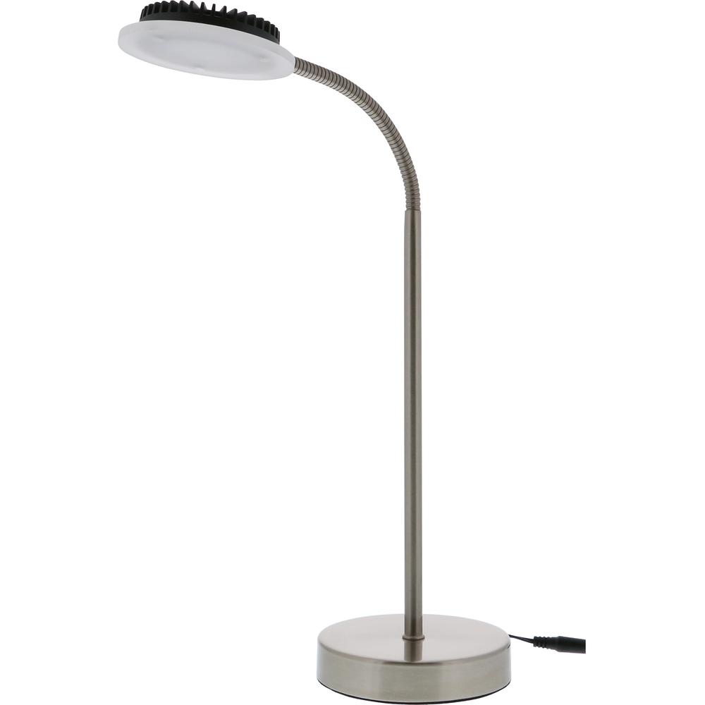 Bostitch Adjustable USB Desk Lamp, Gray - 8 W LED Bulb - Sand-polished Nickel - USB Charging, Gooseneck, Adjustable, Flicker-free, Glare-free Light, Flexible, Eco-friendly - 420 lm Lumens - Desk Mount