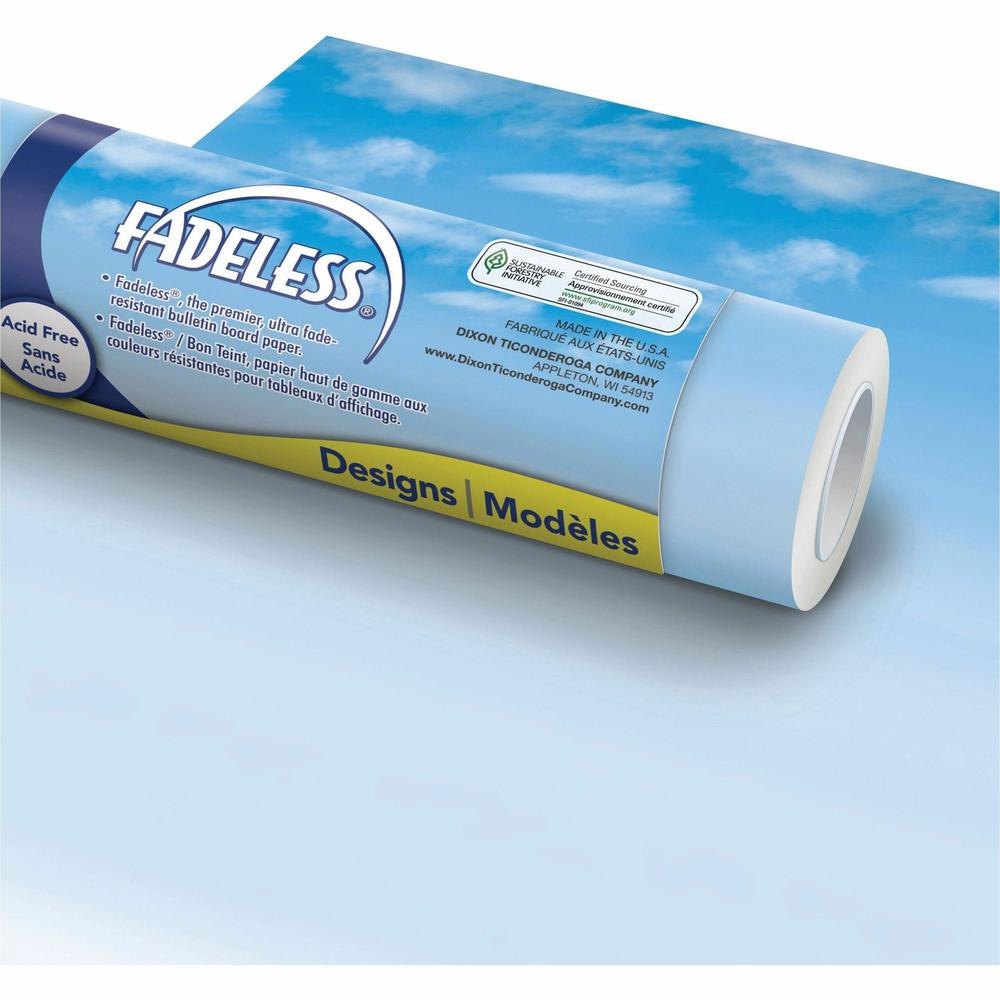 Fadeless Bulletin Board Paper Rolls - Classroom, Door, File Cabinet, School, Home, Office Project, Display, Table Skirting, Party, Decoration - 48"Width x 50 ftLength - 1 Roll - Wispy Clouds - Paper