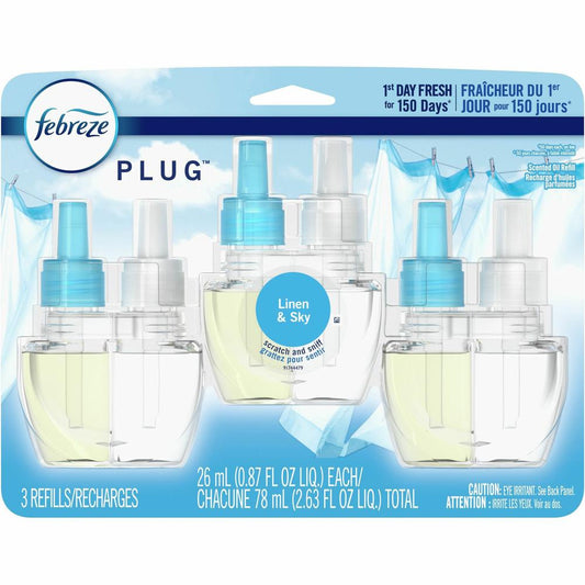 Febreze Plug Linen/Sky Oil Refill - Oil - 0.8 fl oz (0 quart) - Linen & Sky - 3 / Pack - Long Lasting