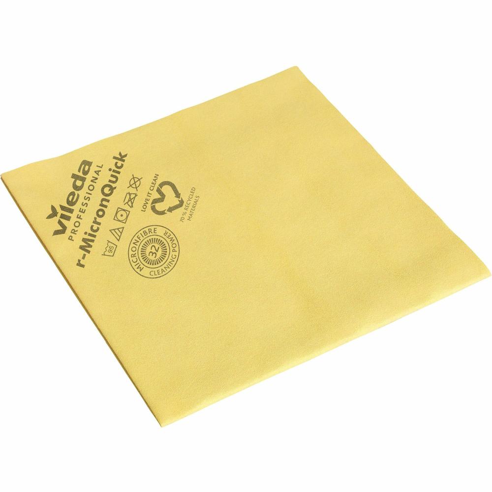 Vileda Professional MicronQuick Microfiber Cloths - 15.75" Length x 14.96" Width - 20 / Pack - Yellow