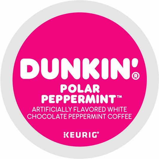 Dunkin'&reg; K-Cup Polar Peppermint Coffee - Compatible with Keurig K-Cup Brewer - Medium - 22 / Box