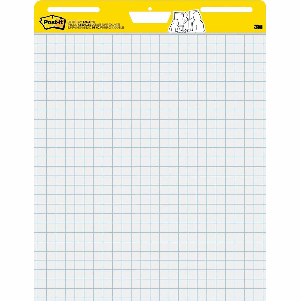 Post-it&reg; Self-Stick Easel Pad Value Pack - 30 Sheets - Stapled - Feint - Blue Margin - 18.50 lb Basis Weight - 25" x 30" - White Paper - Self-adhesive, Repositionable, Resist Bleed-through, Remova