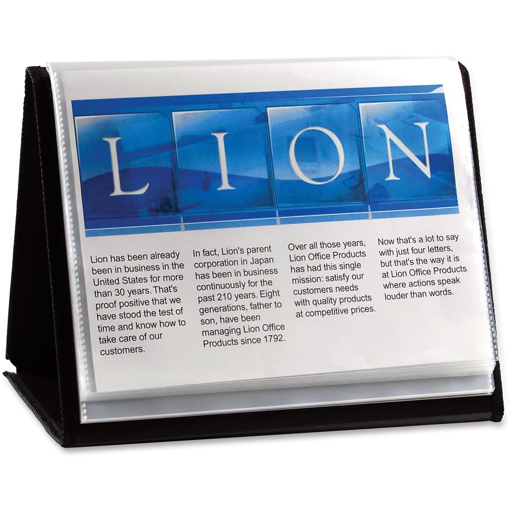 Lion Flip-N-Tell Display Easel Books - Letter - 8 1/2" x 11" Sheet Size - 40 Sheet Capacity - 20 Pocket(s) - Polypropylene - Black - 1.50 lb - Recycled - Non-stick, Acid-free, Lightweight, Reinforced