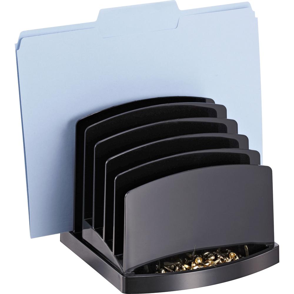 Officemate 2200 Series Incline Sorter - 6 Compartment(s) - 6.4" Height x 7.5" Width x 7.5" DepthDesktop - Black - Plastic - 1 Each