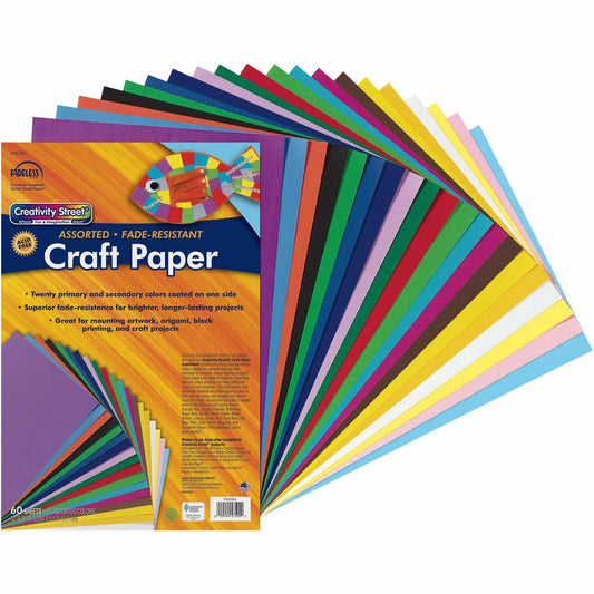 Creativity Street Art Paper Sheets - Craft, Art - 2"Height x 12"Width x 18"Length - 60 / Pack - Assorted