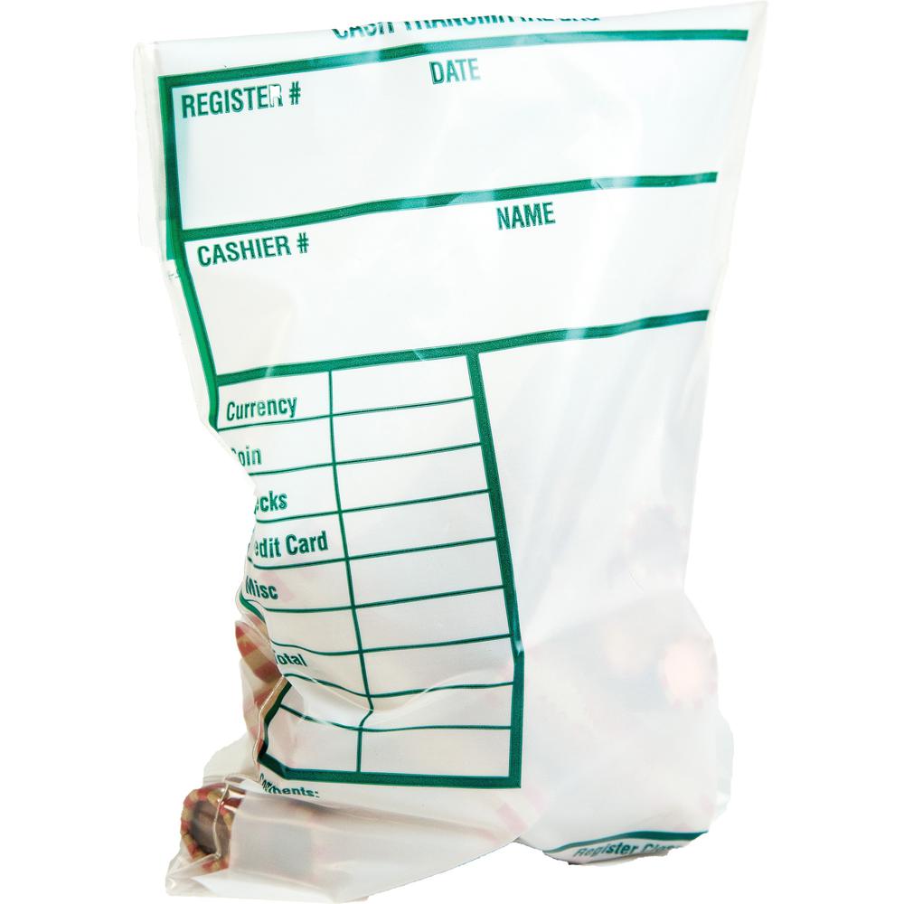 Quality Park Cash Transmittal Bags with Redi-Strip - 6" Width x 9" Length - White - 100/Pack - Transporting