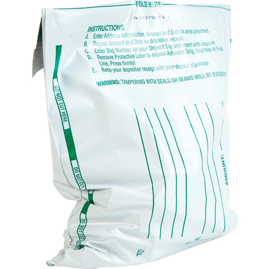 Quality Park Night Deposit Bags - 8.50" Width x 10.50" Length - White - Polyethylene - 100/Pack - Deposit