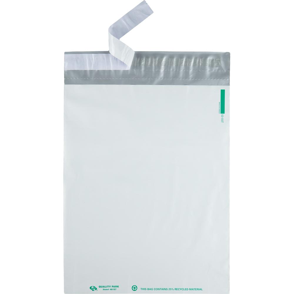 Quality Park 12 x 15-1/2 Jumbo Poly Mailers with Redi-Strip&reg; Self-Sealing Closure - Catalog - 12" Width x 15 1/2" Length - Peel & Seal - Polypropylene - 100 / Pack - White