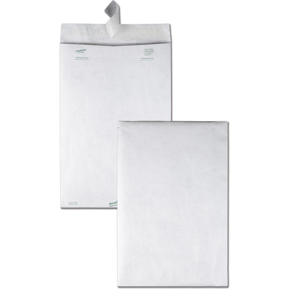 Survivor&reg; 10 x 15 DuPont Tyvek Catalog Mailers - Catalog - 10" Width x 15" Length - 14 lb - Peel & Seal - Tyvek - 100 / Box - White