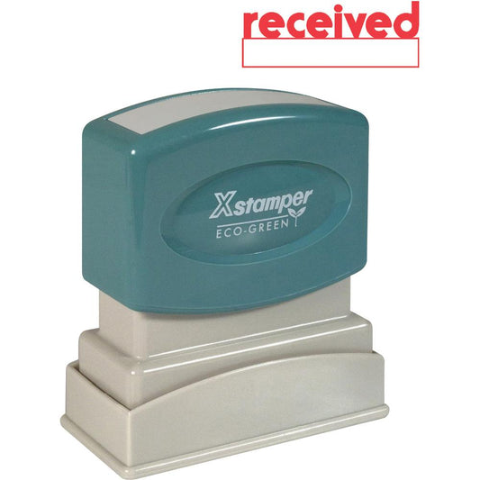 Xstamper RECEIVED Window Title Stamp - Message Stamp - "RECEIVED" - 0.50" Impression Width x 1.63" Impression Length - 100000 Impression(s) - Red - Recycled - 1 Each