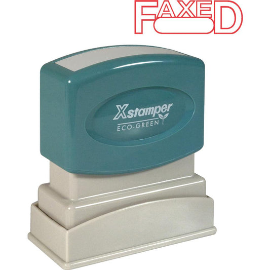 Xstamper FAXED Title Stamps - Message Stamp - "FAXED" - 0.50" Impression Width x 1.62" Impression Length - 100000 Impression(s) - Red - Recycled - 1 Each