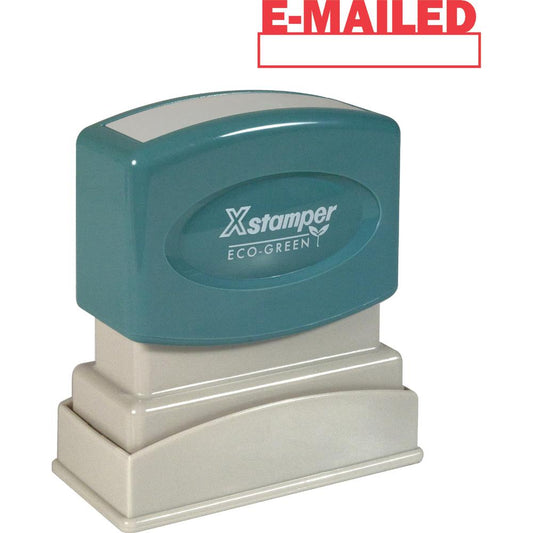 Xstamper E-MAILED Window Title Stamp - Message Stamp - "E-MAILED" - 0.50" Impression Width x 1.62" Impression Length - 100000 Impression(s) - Red - Recycled - 1 Each