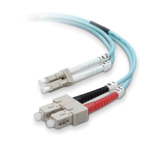 Belkin Fiber Optic Duplex Patch Cable - SC Male - LC Male - 9.84ft - Aqua