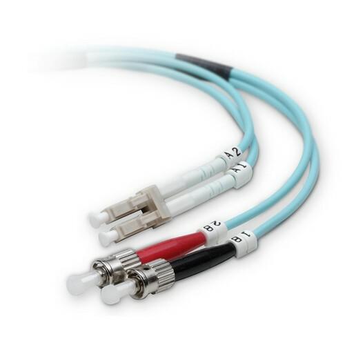 Belkin Fiber Optic Patch Cable - LC Male - ST Male - 98.43ft - Aqua