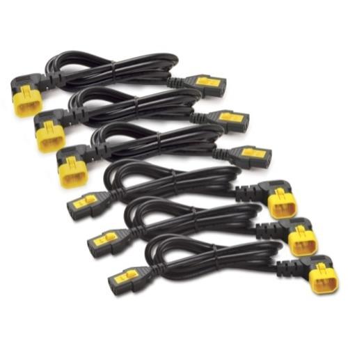 APC by Schneider Electric Power Cord Kit (6 EA), Locking, C13 TO C14 (90 Degree), 0.6m - For PDU - Black - 1.97 ft Cord Length - 1