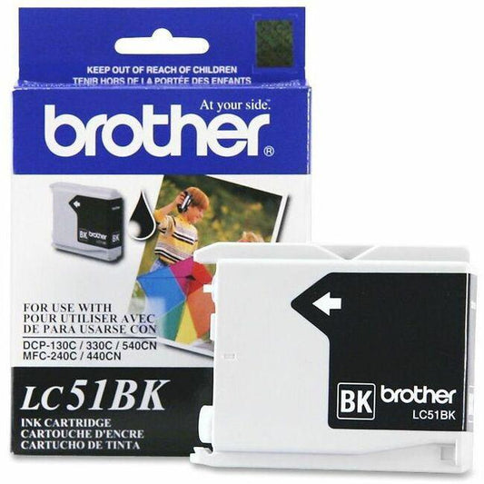 Brother LC51BK Original Ink Cartridge - Inkjet - 500 Pages - Black - 1 Each