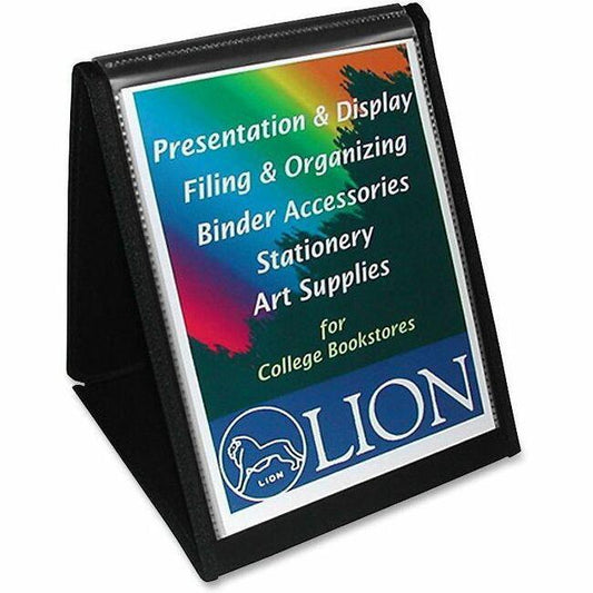 Lion Flip-N-Tell Display Easel Books - Letter - 8 1/2" x 11" Sheet Size - 40 Sheet Capacity - 20 Pocket(s) - Polypropylene - Black - 1.04 lb - Recycled - Non-stick, Acid-free, Lightweight, Reinforced