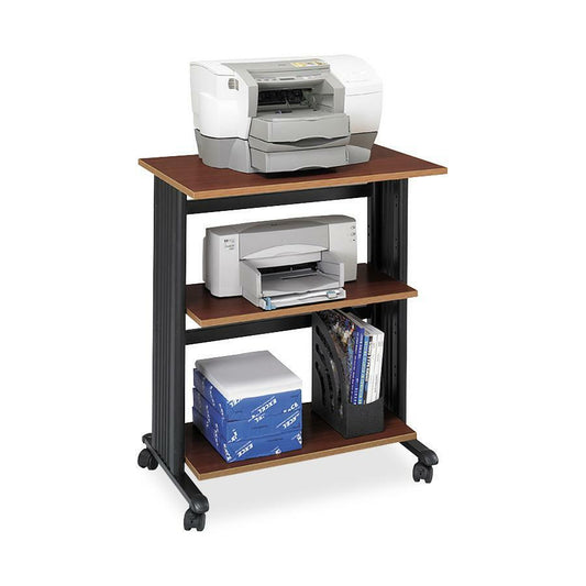 Safco Muv Three Level Adjustable Printer Stand - 175 lb Load Capacity - 3 x Shelf(ves) - 35" Height x 29.5" Width x 20" Depth - Floor - Laminate - Steel, Wood, Melamine, Polyvinyl Chloride (PVC) - Che