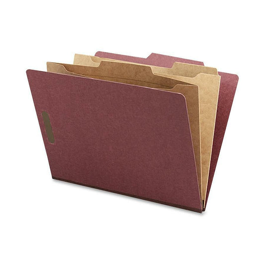 Nature Saver 2/5 Tab Cut Letter Recycled Classification Folder - 8 1/2" x 11" - 2" Expansion - 4 Fastener(s) - 2" Fastener Capacity for Folder, 1" Fastener Capacity for Divider - 2 Pocket(s) - 2 Divid