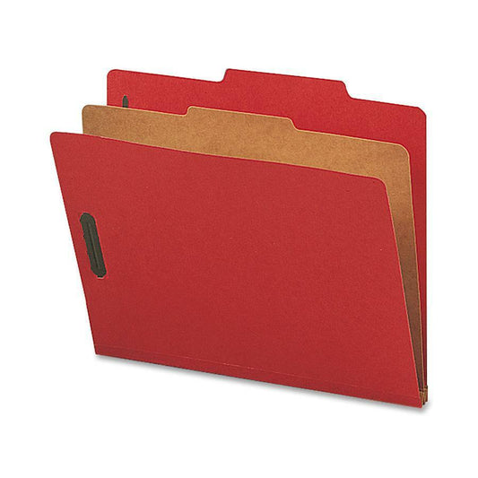 Nature Saver Letter Recycled Classification Folder - 8 1/2" x 11" - 2" Fastener Capacity for Folder - 1 Divider(s) - Bright Red - 100% Recycled - 10 / Box