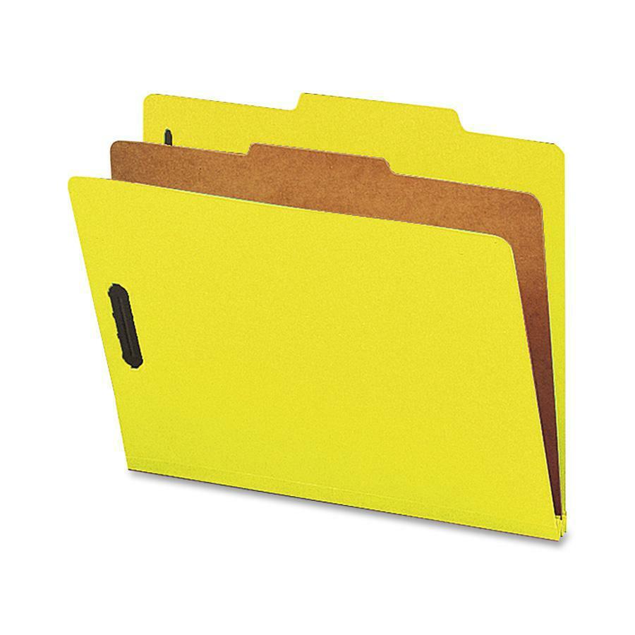 Nature Saver Letter Recycled Classification Folder - 8 1/2" - 2" Expansion - 2" Fastener Capacity for Folder - Top Tab Location - 1 Divider(s) - Yellow - 100% Recycled - 10 / Box