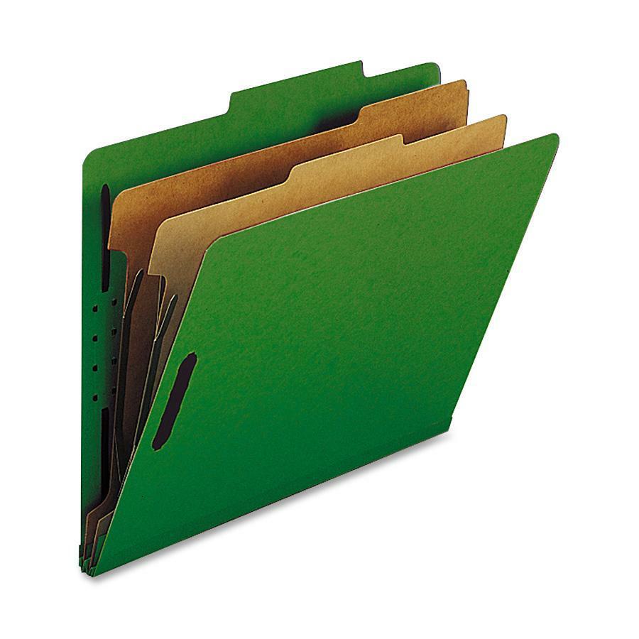 Nature Saver Letter Recycled Classification Folder - 8 1/2" x 11" - 2" Fastener Capacity for Folder - 2 Divider(s) - Green - 100% Recycled - 10 / Box