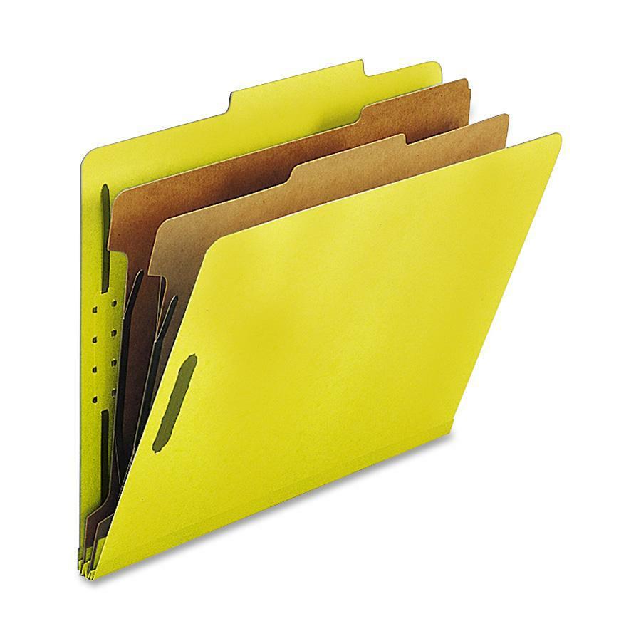 Nature Saver Letter Recycled Classification Folder - 8 1/2" x 11" - 2" Expansion - 2" Fastener Capacity for Folder - Top Tab Location - 2 Divider(s) - Yellow - 100% Recycled - 10 / Box