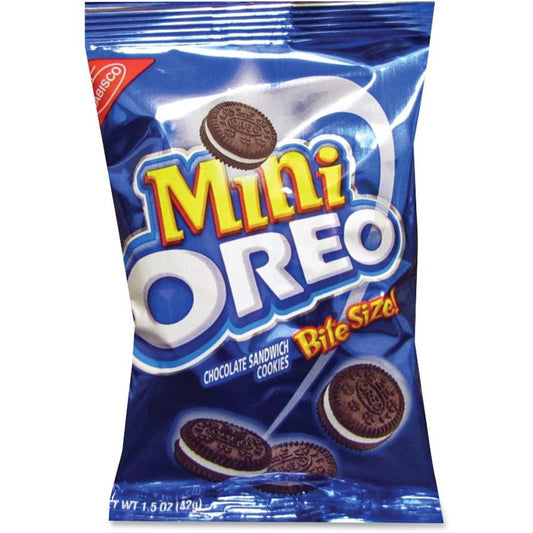 Oreo Mini Chocolate Sandwich Cookies - Vanilla, Chocolate - Packet - 1 Serving Pack - 1.75 oz - 60 / Carton