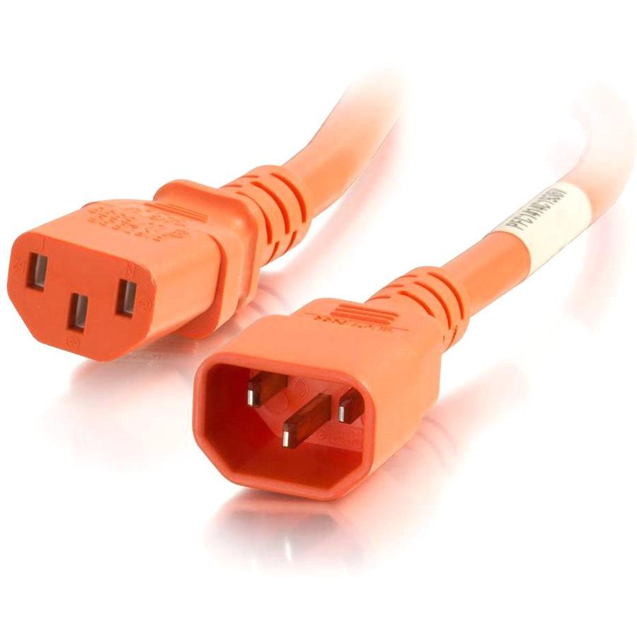 C2G 8ft 18AWG Power Cord (IEC320C14 to IEC320C13) - Orange - 250 V AC10 A - Orange - 8 ft Cord Length - 1