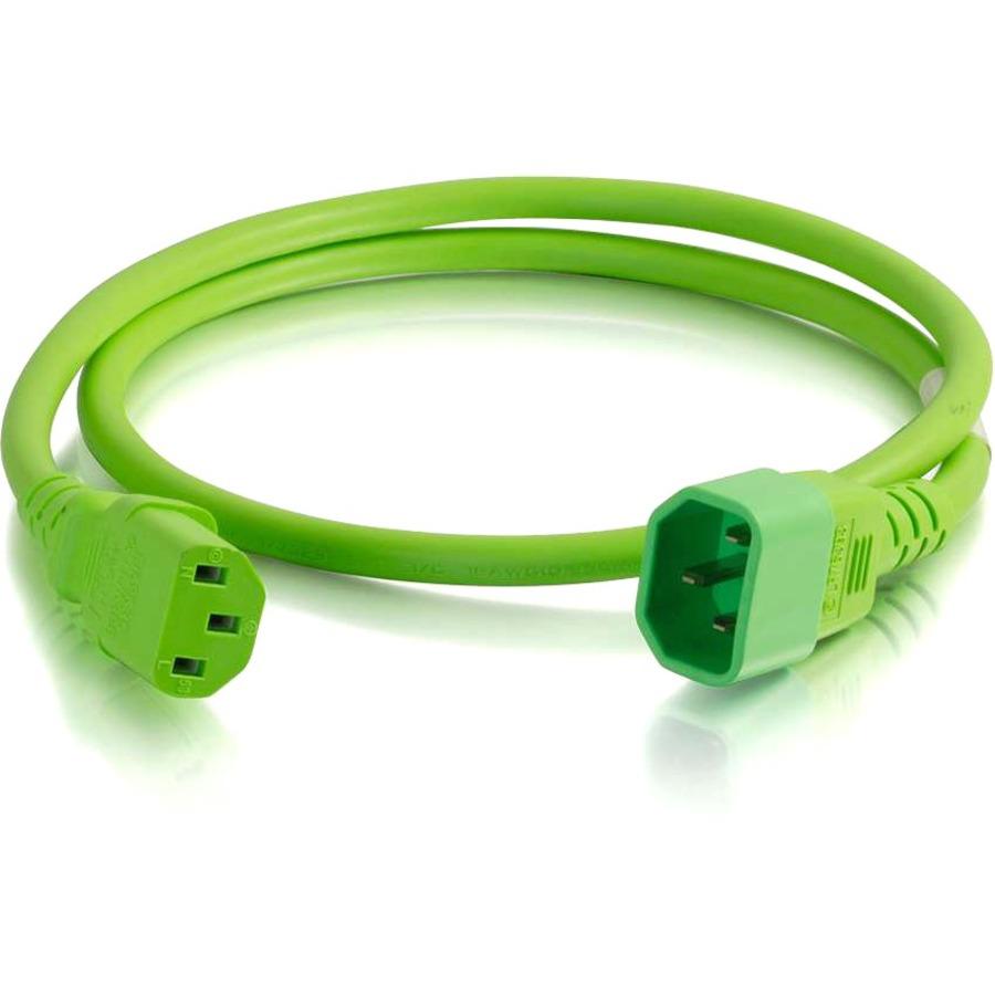 C2G 8ft 18AWG Power Cord (IEC320C14 to IEC320C13) - Green - For PDU, Switch, Server - 250 V AC10 A - Green - 8 ft Cord Length - 1