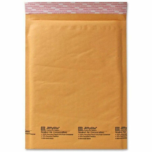 Sealed Air JiffyLite Cellular Cushioned Mailers - Bubble - #2 - 8 1/2" Width x 12" Length - Peel & Seal - Kraft - 100 / Carton - Kraft