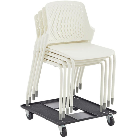 Safco Next Stack Chair - White Polypropylene Seat - White Polypropylene Back - Tubular Steel Frame - Four-legged Base - 4 / Carton