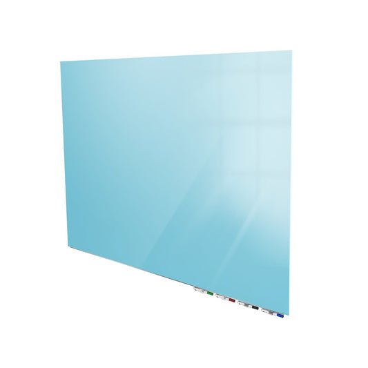 Ghent Aria 3'H x 4'W Magnetic Glass White Board, Blue Surface, Horizontal, 4 Rare Earth Magnets, 4 Markers and Eraser