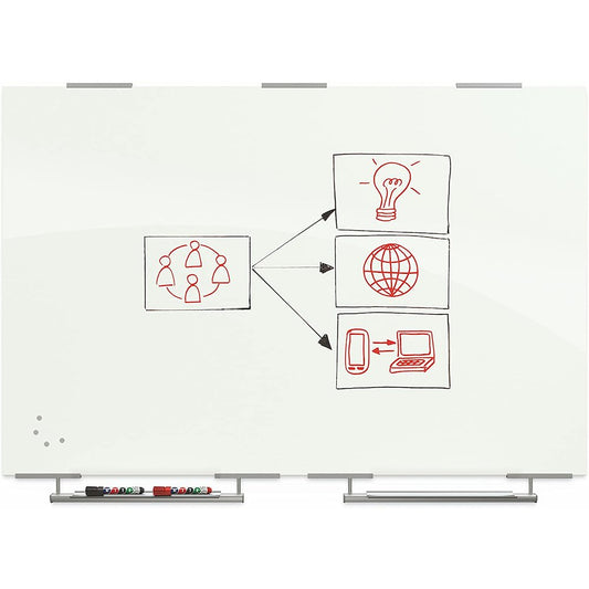 Visionary Magnetic Glass Dry Erase Whiteboard With Exo Tray System - Glossy 4 X 6