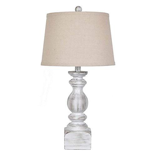 Crestview Collection Valencia 25 Inch Distressed White Resin Table Lamp