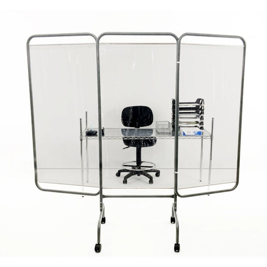 ANTIMICROBIAL MOBILE THREE PANEL CLEAR BARRIER