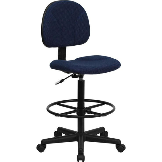 Navy Blue Patterned Fabric Drafting Chair (Cylinders: 22.5''-27''H or 26''-30.5''H)