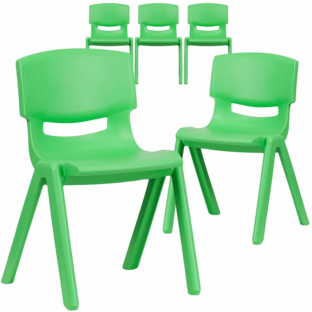 Green Plastic Stackable School Chair with 13.25'' Seat Height pack of 5