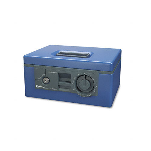 Security Box w/Dual Lock, Removable Cash/Coin Tray, Steel, Blue