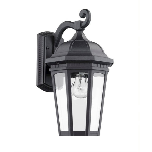 TELSA, Transitional 1 Light Black Outdoor Wall Sconce 13" Height