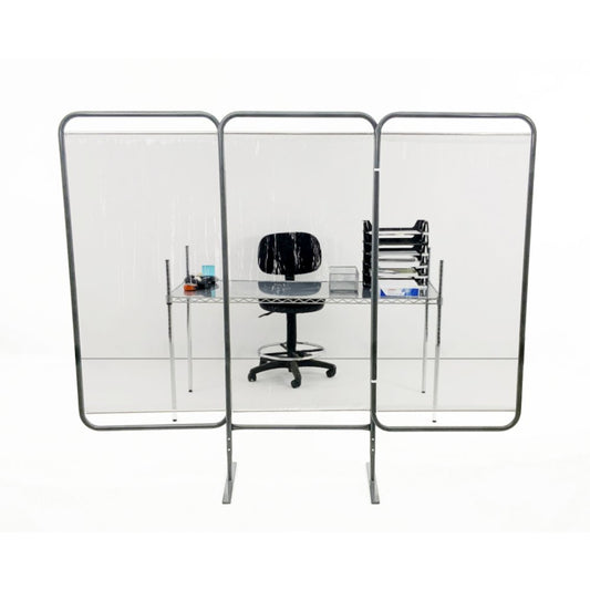 ANTIMICROBIAL STATIONARY THREE PANEL CLEAR BARRIER