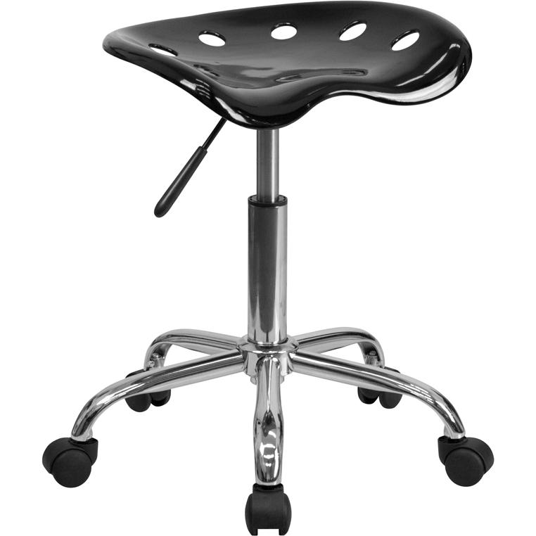 Vibrant Black Tractor Seat and Chrome Stool