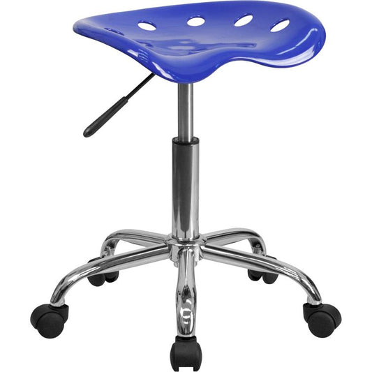 Vibrant Nautical Blue Tractor Seat and Chrome Stool