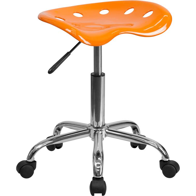 Vibrant Orange Tractor Seat and Chrome Stool