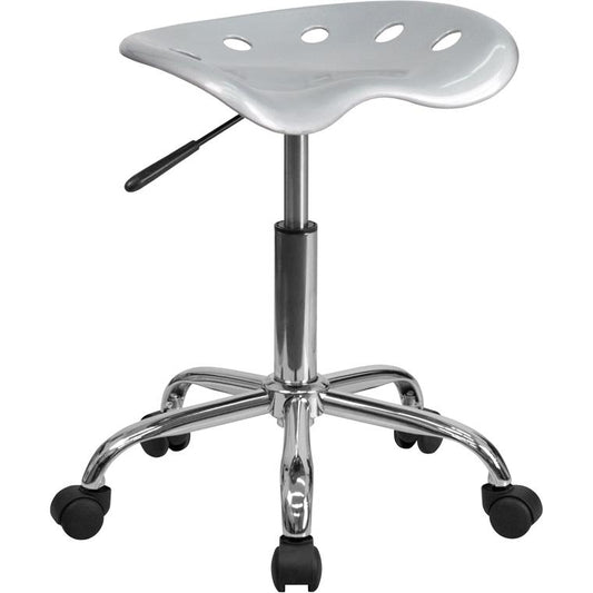 Vibrant Silver Tractor Seat and Chrome Stool