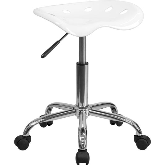 Vibrant White Tractor Seat and Chrome Stool