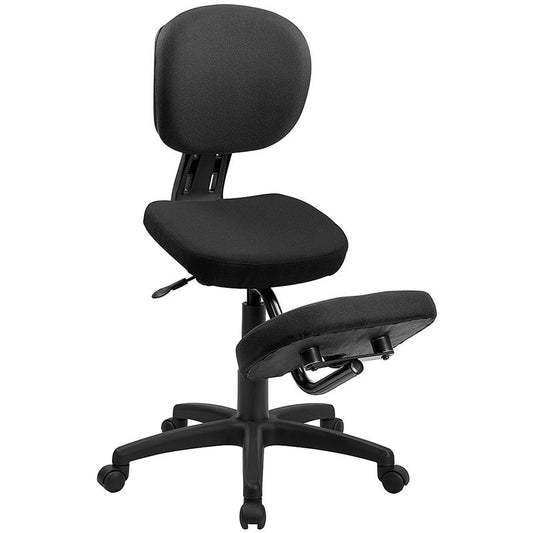 Mobile Ergonomic Kneeling Posture Task Office Chair with Back in Black Fabric